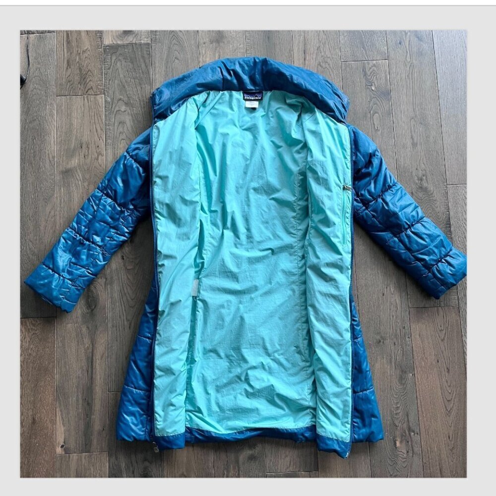 Patagonia Lidia Parka Size XS Teal Long Puffer Jacket Outdoor Winter Insulated - Picture 4 of 9